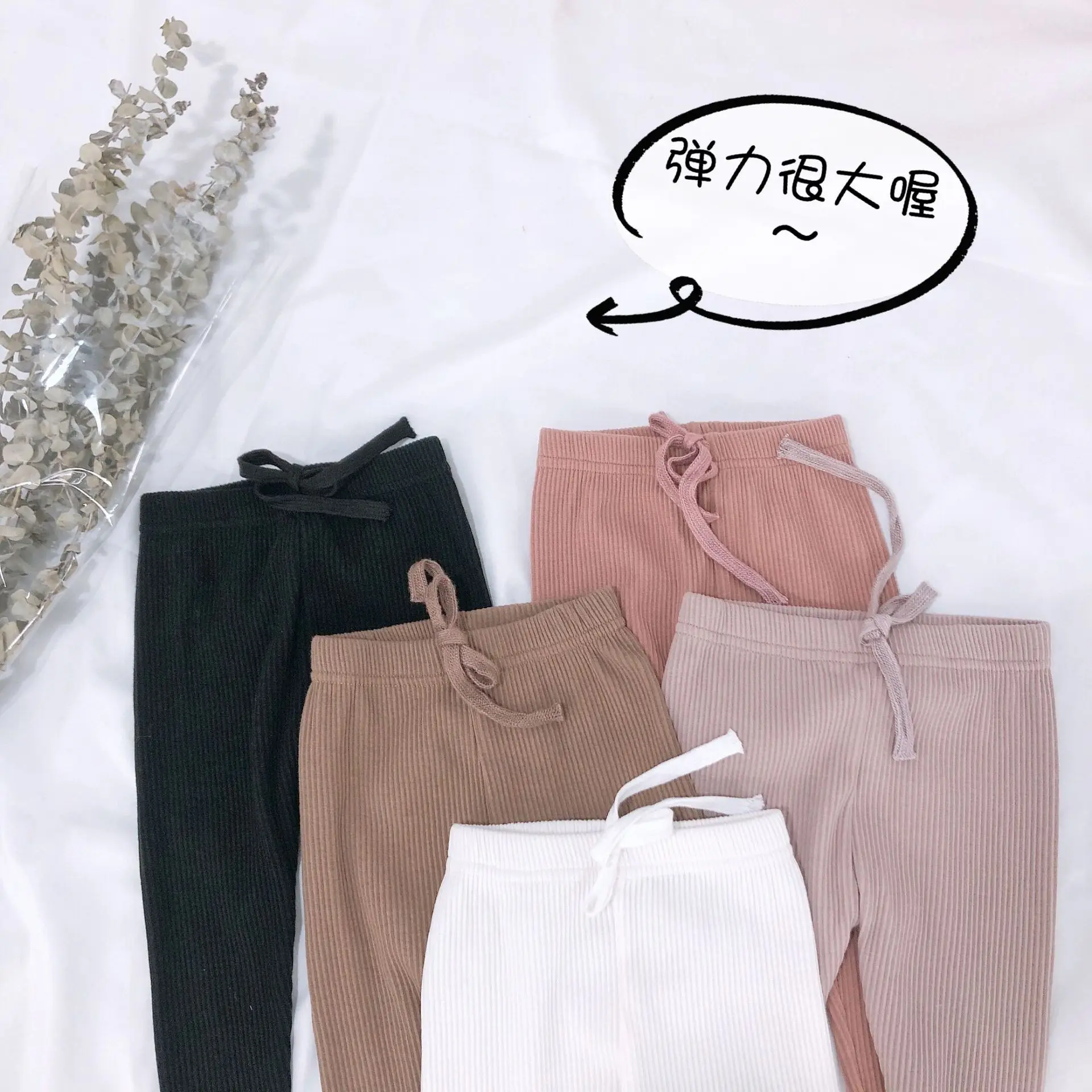 

Spring Summer 2019 solid color cotton casual all-match leggings kids children Article pit casual pants