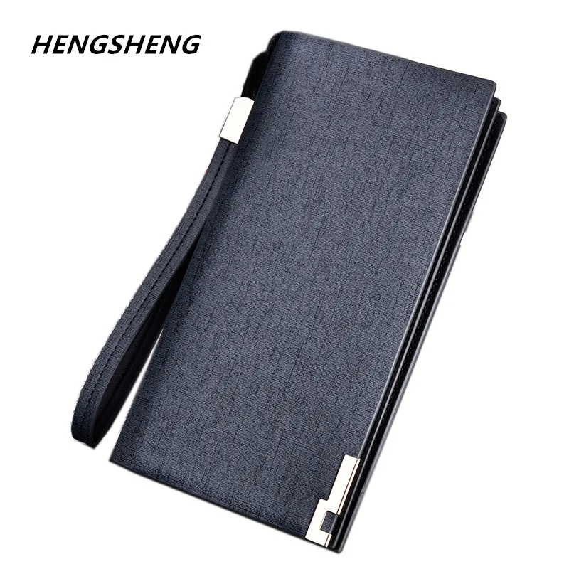 

2018 Boutique Brand Men's Wallets Casual Standard Wallets Solid PU Leather Long Wallet Portable Cash Purses Male Clutch Bag