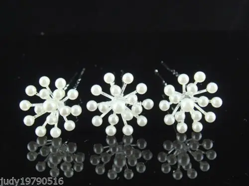 

6 Pcs Pearl Flower Bridal Party Prom Snowflake Wedding Hair Pins Hair Accessory