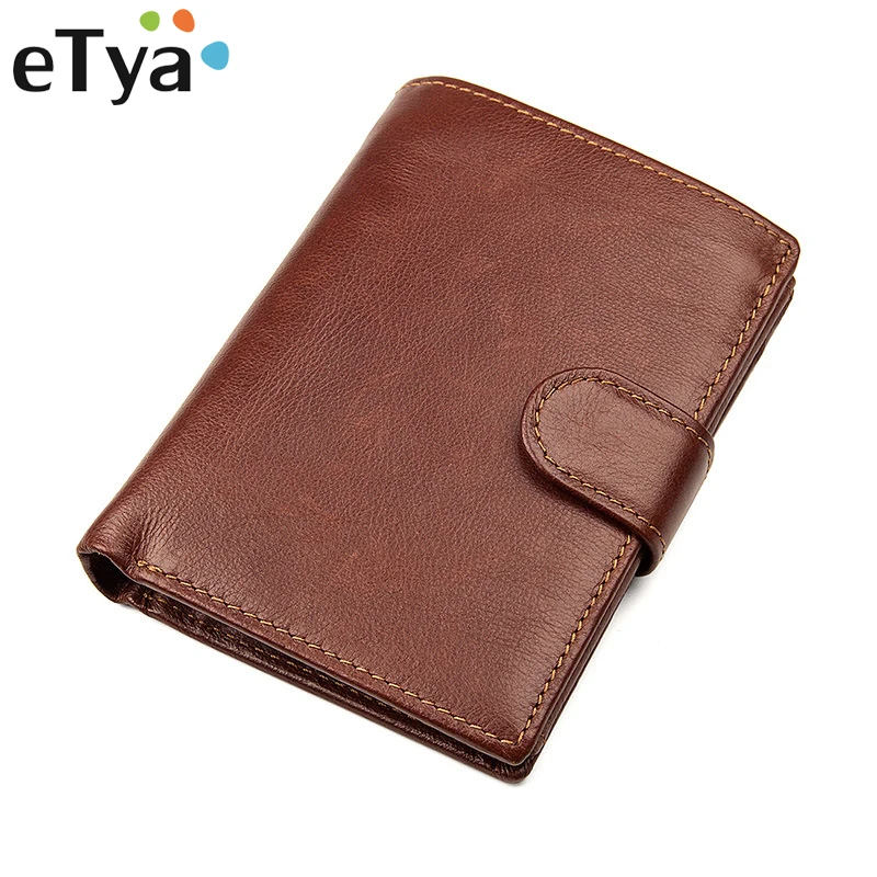 

eTya Men Leather Wallet Male Organizer Wallets Genuine Leather Cowhide Short Men's Wallet Purse With Coin Pocket Card Holder