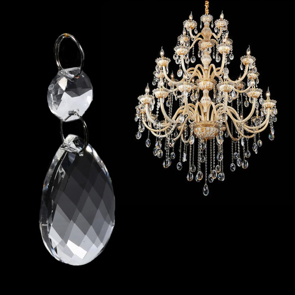 10PCS Lot Clear Chandelier Glass Crystal Lamp Prisms Hanging Drops Pendants 50mm 