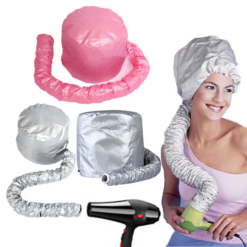 Серебристая/Розовая портативная мягкая шапочка для сушки волос, капот, шапка, женский фен, домашний парикмахерский салон, Регулируемый аксессуар