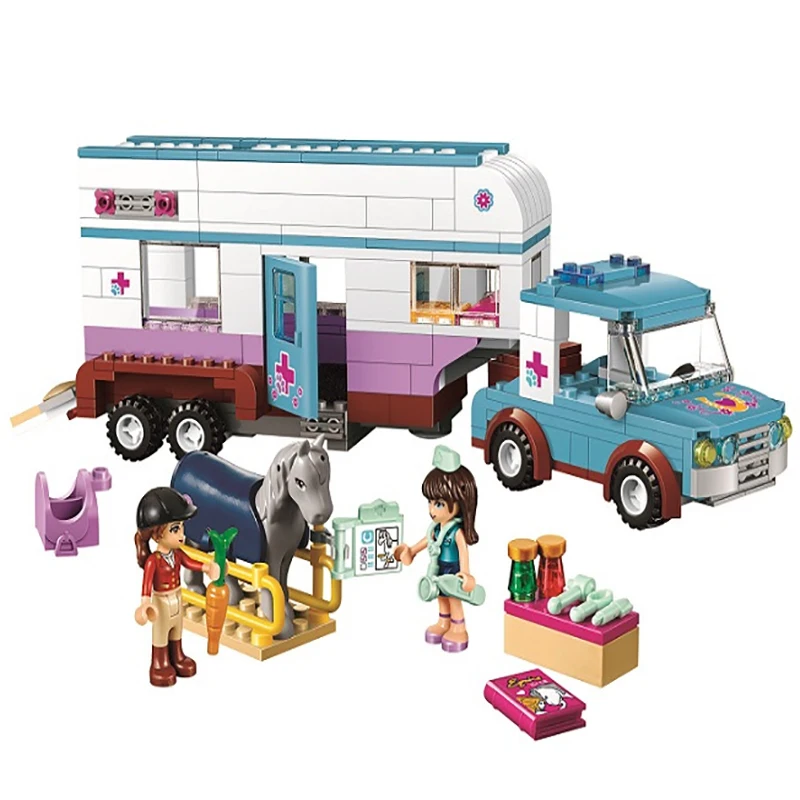 

Friends Series Building Blocks Horse Vet Trailer Touring Car Model Bricks Compatible With Legoings Friends toys for children