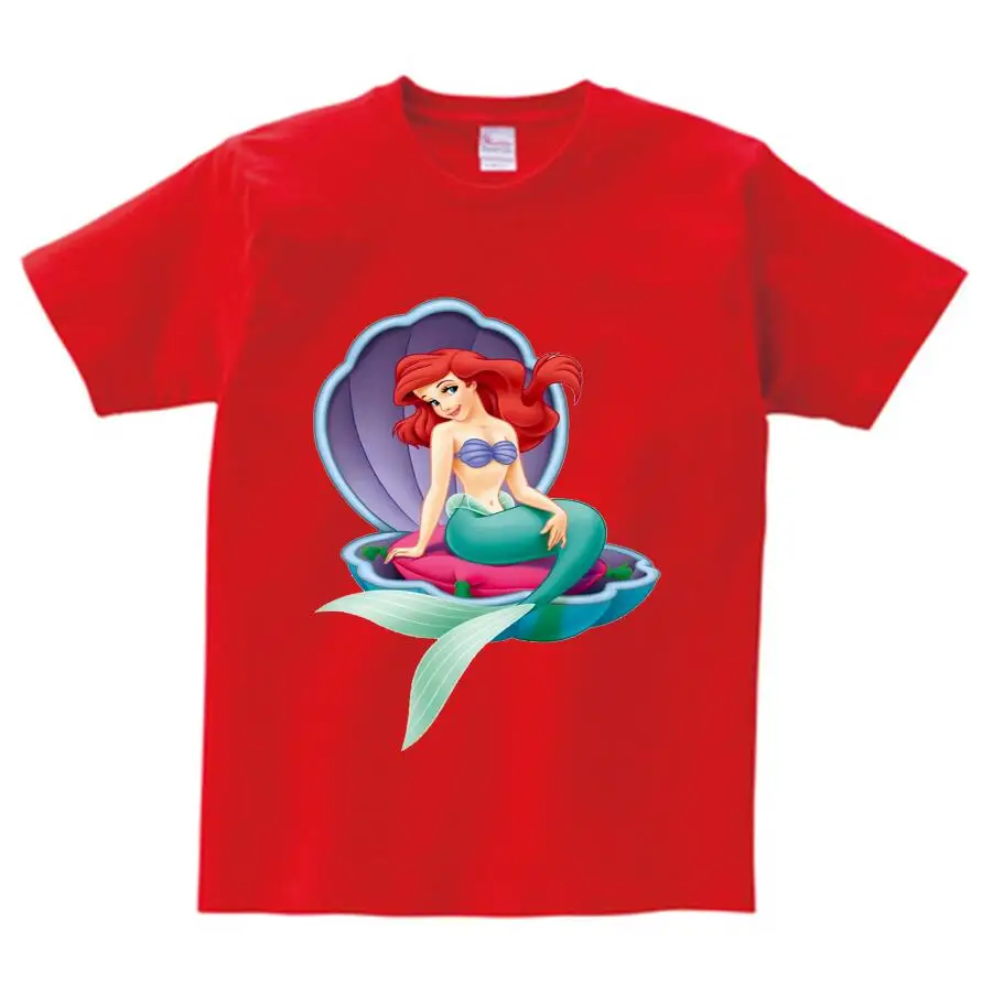 Футболка с 3D-принтом русалки; детские летние топы унисекс; Милая футболка с короткими рукавами для девочек; Детский Повседневный костюм; футболка NN - Цвет: red  childreT-shirt