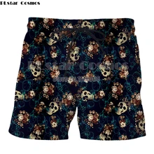 PLstar Cosmos шорты для мужчин и женщин короткие штаны 3D череп цветы Печать Карманы пляжные шорты унисекс шорты летние брюки