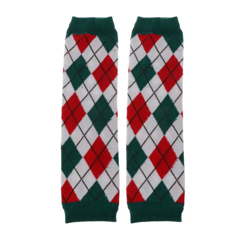Рождественские вязаные гамаши для девочек и мальчиков, хлопковые леггинсы в полоску с оборками, 14 цветов, детские носки для ползания