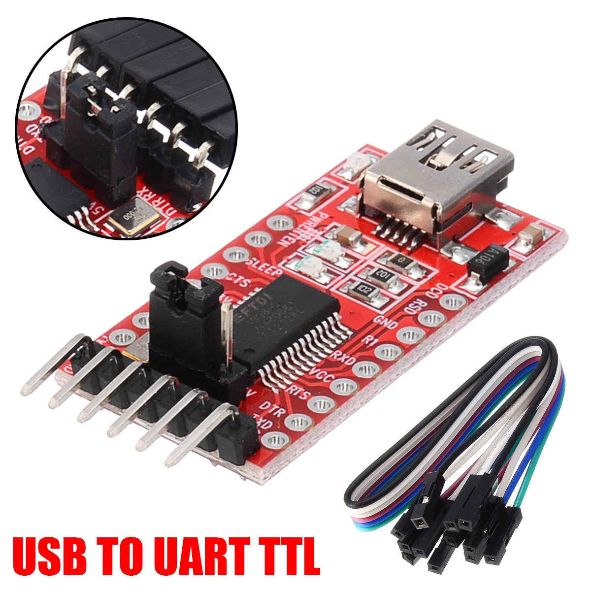 FTDI FT232RL Basic USB 3.3V 5V To TTL Serial UART interface Converter Adapter Module with Cables