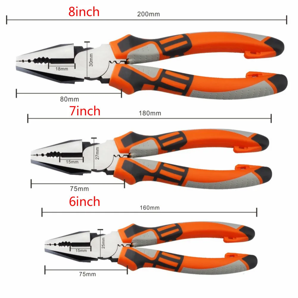 Профессиональные инструменты 6/8 дюймов, многофункциональные плоскогубцы, набор для зачистки, щипцы, резак, игла, щипцы для носа, электрические электроинструменты