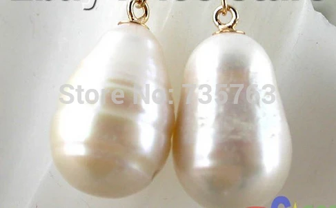 

xiuli 00243 ONLY WHITE BAROQUE FW PEARL DANGLE EARRING 14KGP