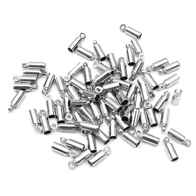 

100Pcs White K Metal Jewelry Findings Beads End Caps Connectors For Jewelry Making Accessories Diy For 4-4.5mm Leather Cord
