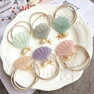 Best Offers Seashell Hair Band Hair Rope Hair Accessories Elastic Mermaid Hairband Holder Hair Jewelry