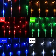 Водонепроницаемые провода с подсветкой RGB/красочные 220 В 4*0,6 м 120 светодиодов Светодиодные сосульки занавес огни для рождественской елки сада украшения дома Рождество