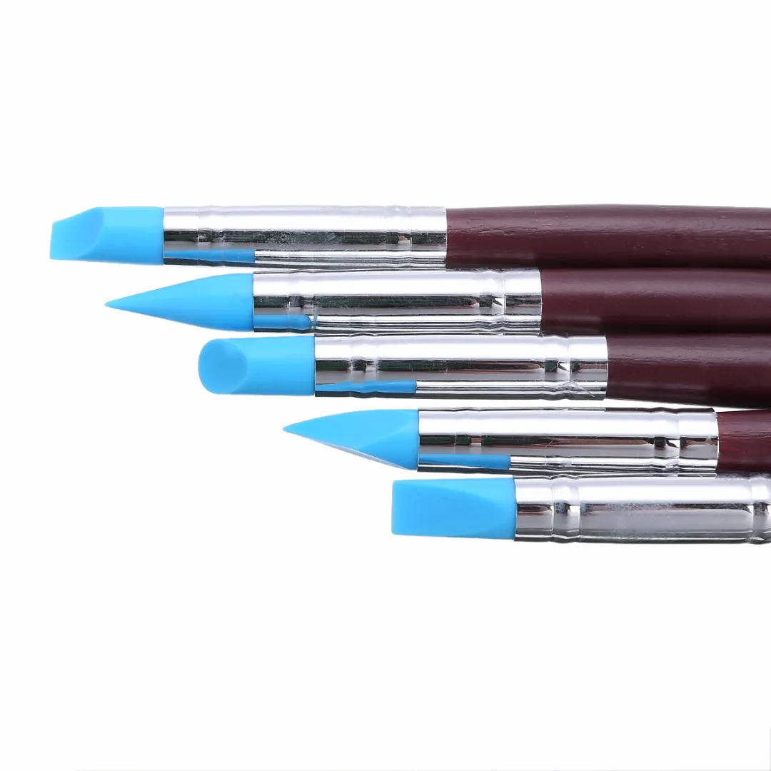 5pcs Soft Silicone Pottery Clay Tool Sculpting Fimo Polymer Modelling Shaper Tools For Hobby Craft