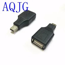 Mini-USB 2.0 Женский Micro/Mini USB B 5-контактный штекер OTG Хост-адаптер конвертер Разъем до 480 Мбит/с черный aqjg