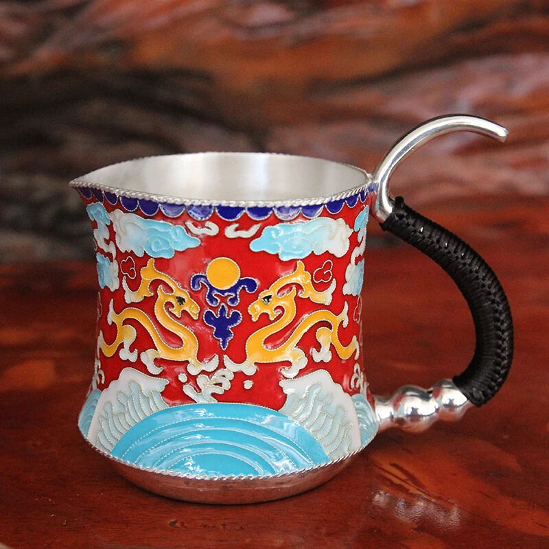  High grade 999Silver Products Cloisonne Hand made Tasting cup Kung Fu Teacup gift for family and fr - 1000007882818