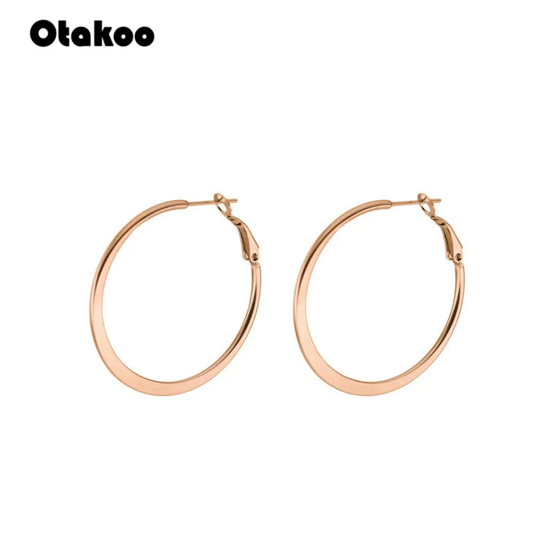 

Otakoo 316L Stainless Steel Round Earrings Gold Color Fashion Women Charm Ear Ring Jewelry For Lady Gift Boucles doreilles