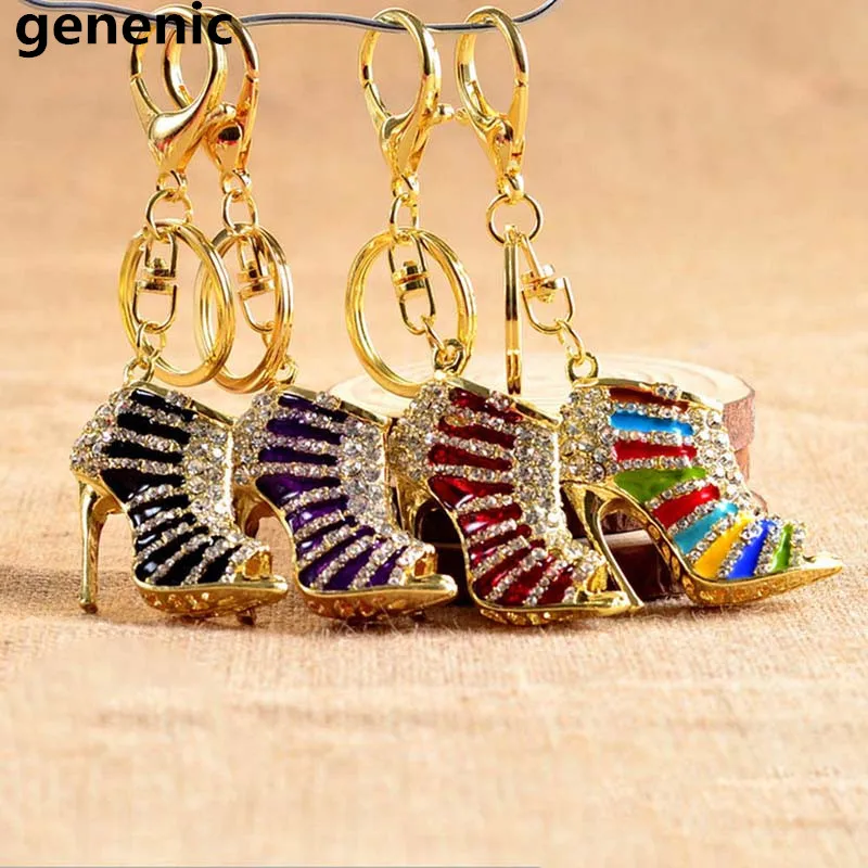High Heel Shoes Keychains Rhinestone Keyring Key Fob Holder Pendant Bag
