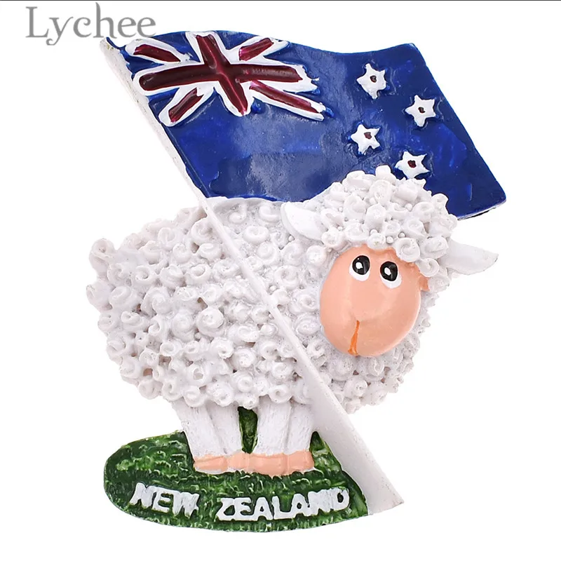 

Lychee New Zealand Flag Sheep Resin Fridge Magnets Creative 3D Refrigerator Magnet Stickers Travel Souvenirs Home Decoration