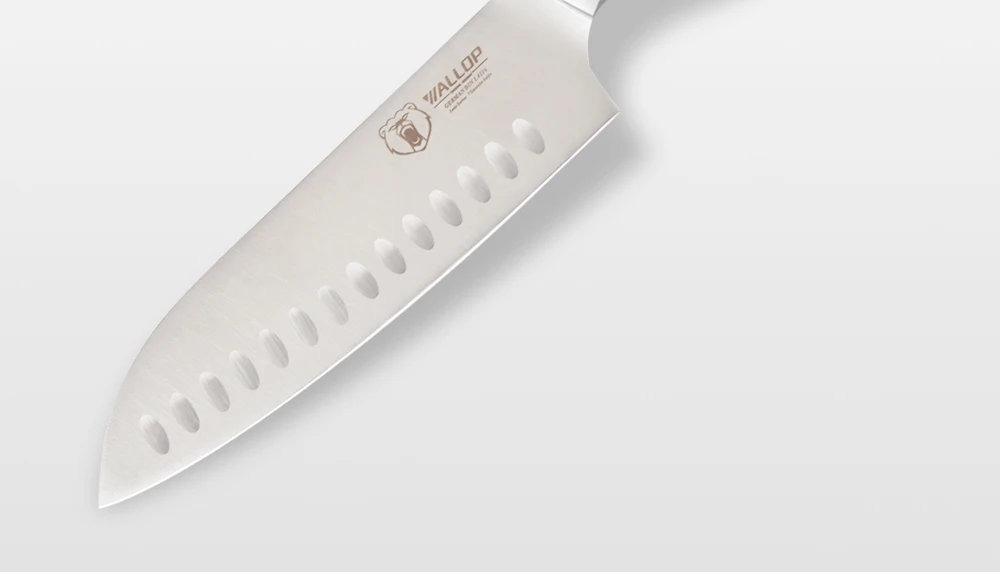 Нож WALLOP Santoku-немецкий Высокоуглеродистый нож из нержавеющей стали для мяса овощной нож шеф-повара-нескользящая эргономичная ручка-7''