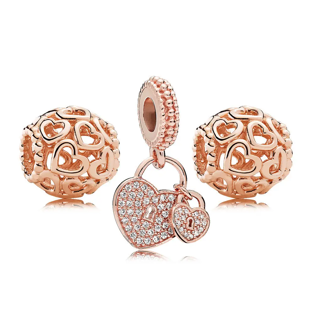

EDELL CPPO 100% 925 Sterling Silver Rose Open Your Heart Charm Pack Beads fit charms original Bracelets jewelry A Set