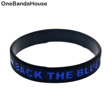 OBH 50 шт. тисненый Назад Голубой Линии силиконовый резиновый браслет