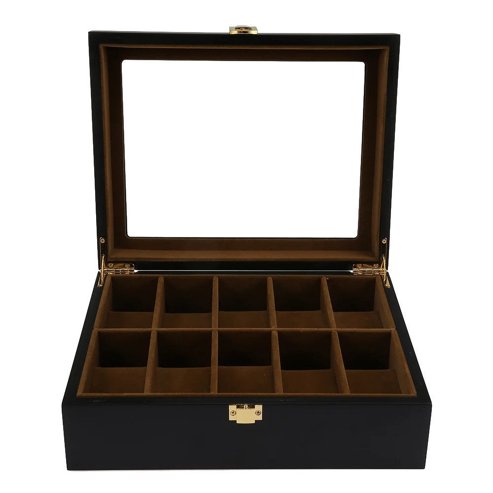 

10 Grids Wooden Storage Box Watch Jewelry Display Box Storage Organizer Container Watch Exhibition Organizer