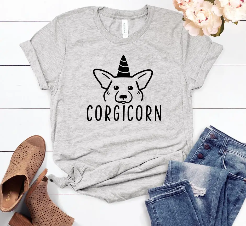 Crazy Corgi Lady corgicorn женская футболка Повседневная хлопковая хипстерская забавная Футболка для леди Йонг Девушка Топ тройник Прямая поставка ZY-142