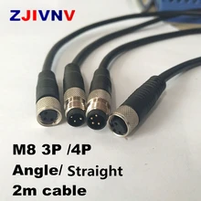 Высокое качество M8 кабель для подключения датчика водонепроницаемый штекер мужской и женский 3 4 шпильки прямой/угол+ 2 м ПВХ линия типа разумная цена
