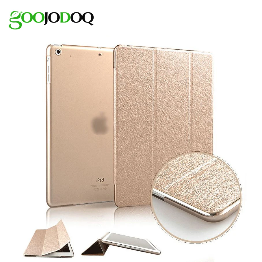 Slim Silk Smart Case for ipad Air 2 Air 1 Flip Ultra Thin PU Leather+Transparent PC Cover for Apple Ipad 5 6 Auto Sleep/Wake apple-ipad-case