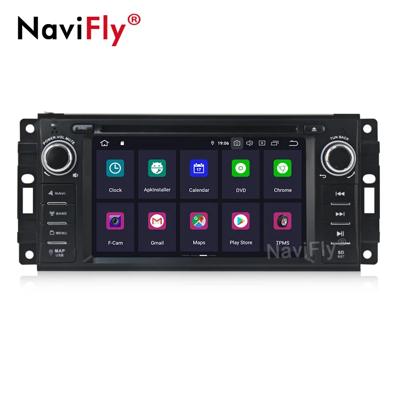 Cheap NaviFly IPS DSP 6.2" Android 9.0 Car Radio DVD Player GPS Navigation for JEEP Patriot Liberty Wrangler Compass DODGE Chrysler 1