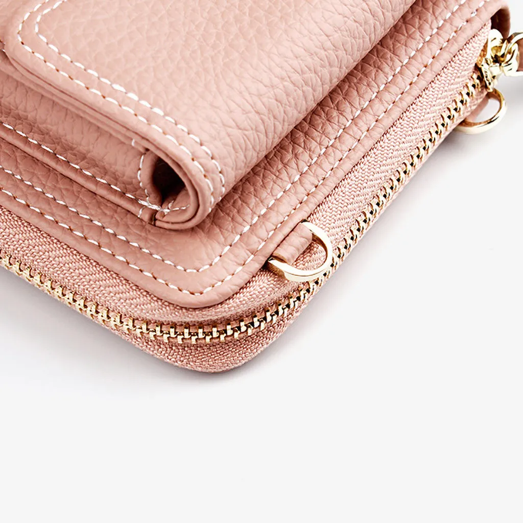 Crossbody Cell Phone Shoulder Bag Women Mini Messenger Bags Multifunctional Female Wristband Wallet Clutch Lady Leather Purse