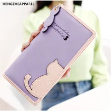 Женские кошельки для монет, длинные женские кошельки из искусственной кожи на молнии, сумочка для денег и монет, женские кошельки для кредитных карт