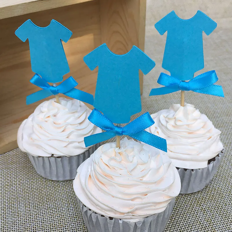 Bow Cute Clothes Gender Reveal Cupcake Toppers Picks For Baby