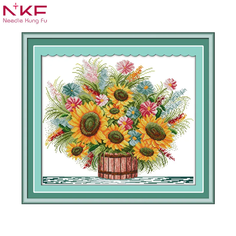 

sunflower restaurant decor painting counted print on canvas DMC 11CT 14CT chinese Cross Stitch kits embroidery needlework Sets