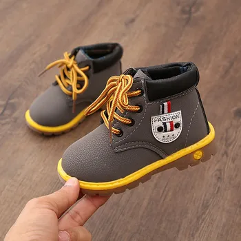 

Winter PU Leather Kids Baby Girl Boys Shoes Boots Waterproof Breathable Low-Heeled Ankle Shoes casually