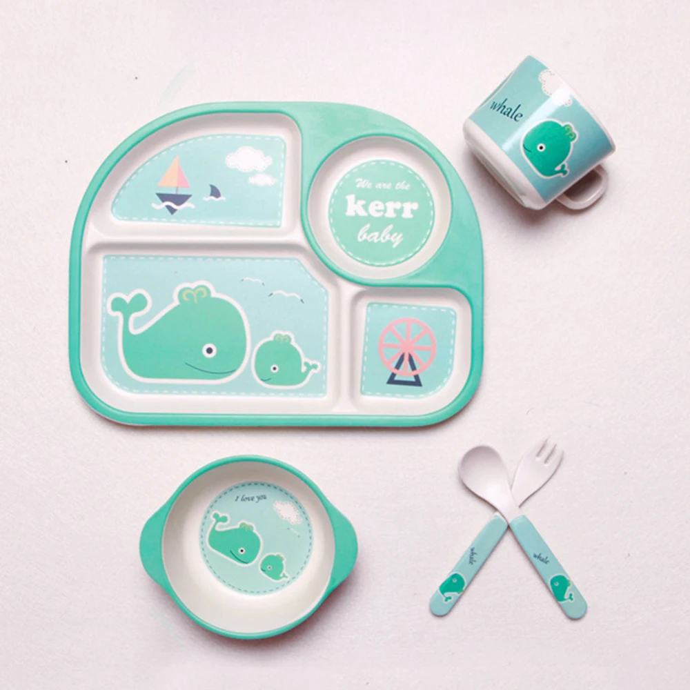 Cute Baby Bamboo Dishes Baby Feeding Bowls Smooth Anti Slip Baby Dinner