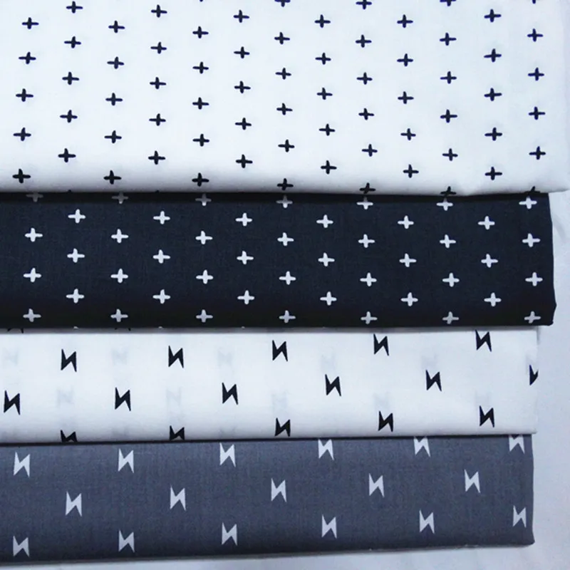 

half meter Black&white with plus Notes Pirnts Cotton Fabric Home Textile Cushion Sewing Baby Quilts Fabric Home Decoration A206