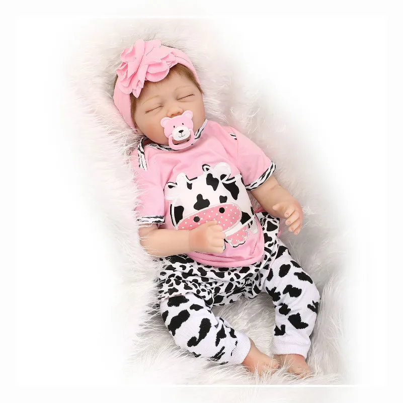 

22 Inch 55cm Sleeping Silicone Baby Doll Realistic Baby Toy Soft Silicone Vinyl Simulation Baby Gift For Play Doll Real Toys