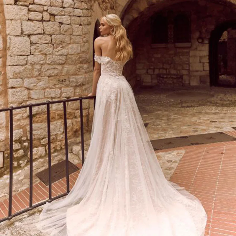 Eightale Boho Свадебное платье с открытыми плечами пляжное Appliques Бальные платья