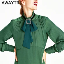 AWAYTR женский красный/черный цвет лента бабочка Жених Свадебный галстук-бабочка из полиэстера Блестящий Кристалл Капля воды галстук-бабочка ожерелье-галстук