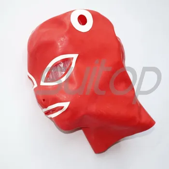 

Suitop latex Hoods for women with two hairs holes in red
