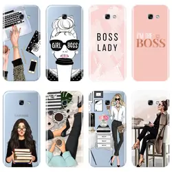 Чехол для samsung Galaxy A6 A7 A8 2018 A3 A5 2016 2017 мягкий силиконовый и надписью «Girl Boss» задняя крышка для samsung A6 A8 плюс 2018 чехол для телефона