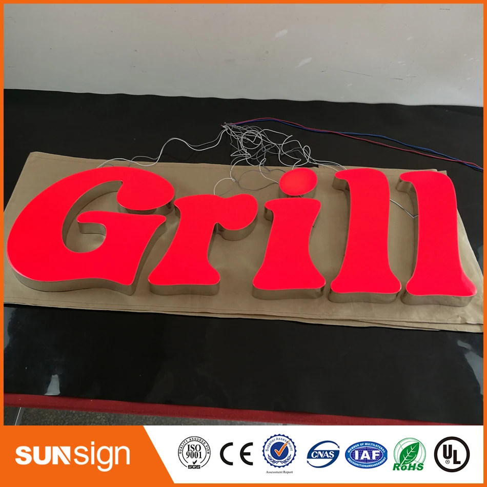 Пользовательский бизнес наружная реклама 3d буквенный светильник светодиодный