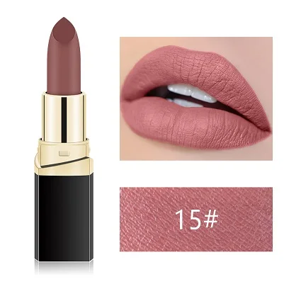 MISS ROSE Lipstick Matte Waterproof Make Up Long Lasting Lip Stick 42 Colors Easy To Wear Lipstick Lips Makeup Mate Lipstick - Цвет: 15