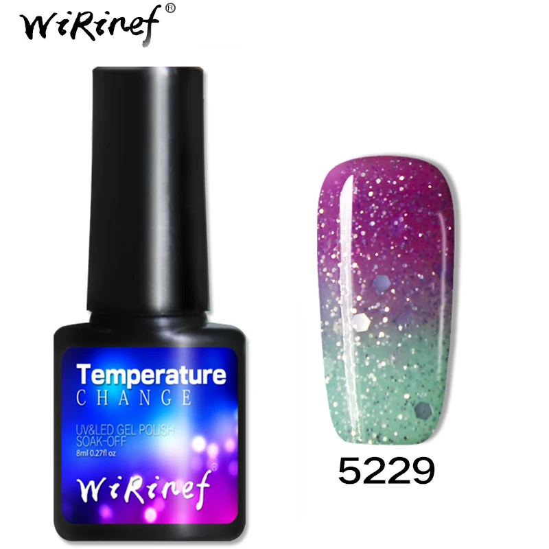 WiRinef 8 мл Хамелеон термо гель для ногтей изменение температуры цвет Лаки гель для ногтей искусство замочить от Led УФ лампа лак для ногтей - Цвет: 5229