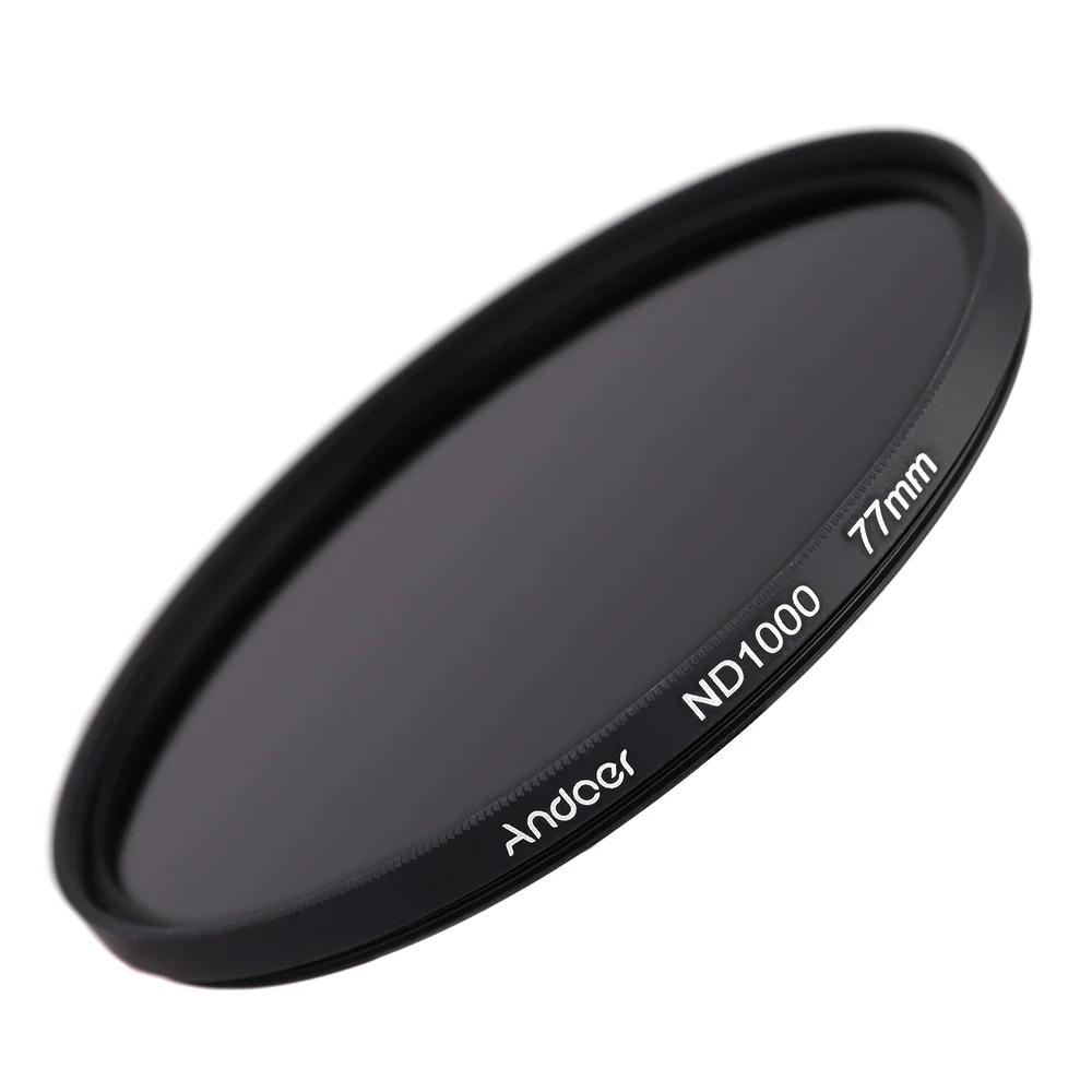 Andoer 77mm Optical glass ND Filter 1000 10 Stop Fader Neutral Density Filter for Nikon Canon DSLR Cameras