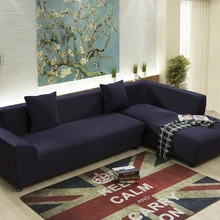 Темно-синий Универсальный чехол для дивана для гостиной, сплошной цвет, растягивающиеся мебельные Чехлы, многоразмерный Противоскользящий угловой/Диванный чехол для дивана