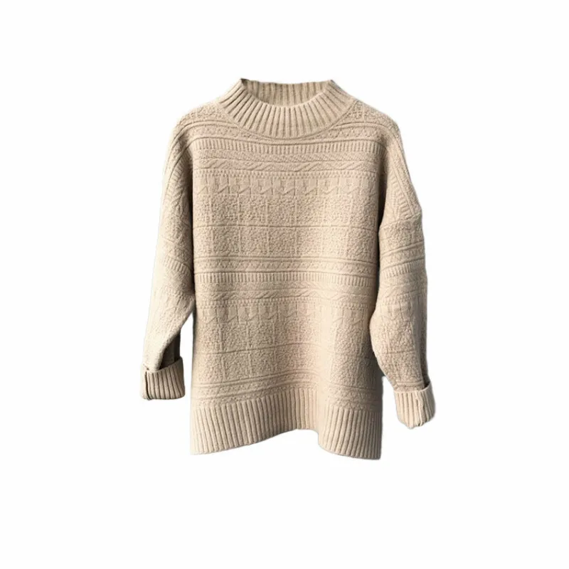 2018 Winter Autumn Knitted Cashmere women's Sweater Women long Sleeve Diamond Basic Thicken Pullovers