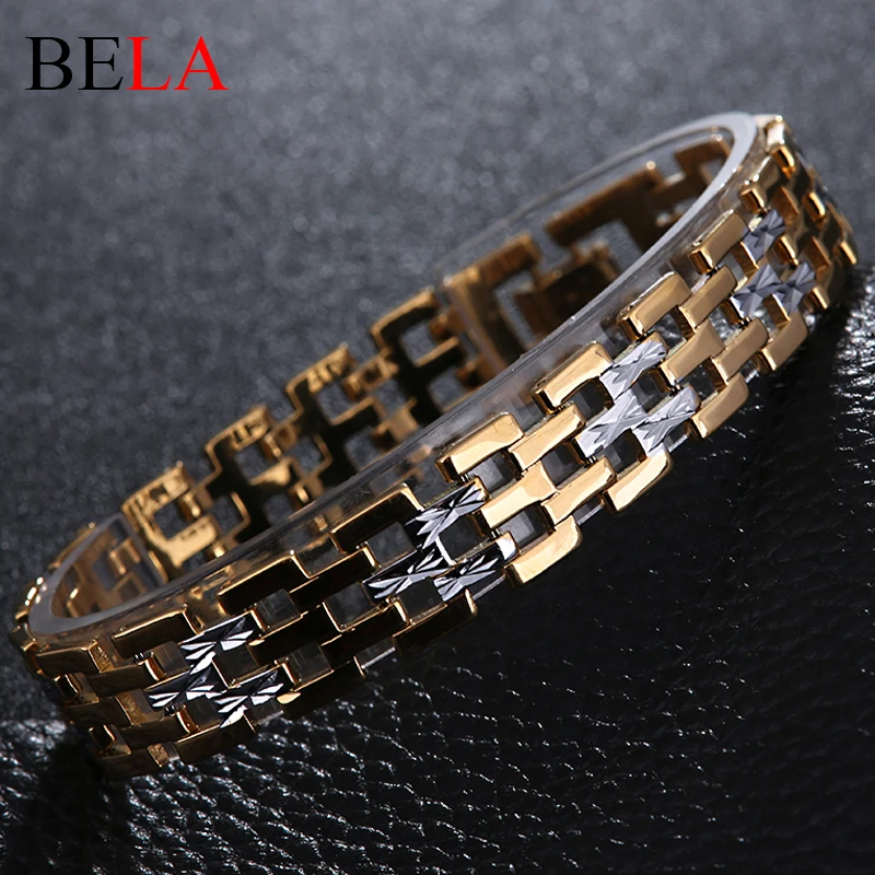 Men Stainless Steel font b Bracelet b font 2016 Gold Plated Chain font b Bracelets b