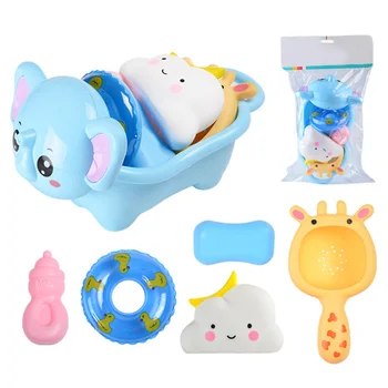 

6pcs Squeezing water toys PVC Cartoon Cloud Water Spraying Sounding Toys For Kids Gift Hot Sale